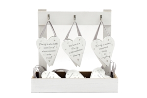 3asst Family Hanging Hearts SOLD IN 24's 11.5cm