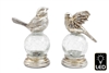 2asst LED Silver Bird Ornament 17cm