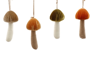 Set Of 4 Hanging Plush Mushrooms