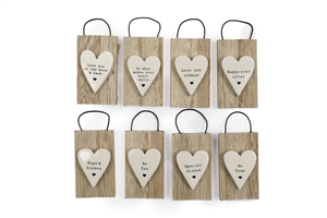 8asst Hanging Heart Plaque 6cm