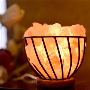 Salt Lamp Metal Bowl With Chips 15cm