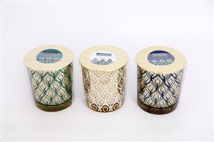 Peacock Candle Pot 3 Assorted 10cm