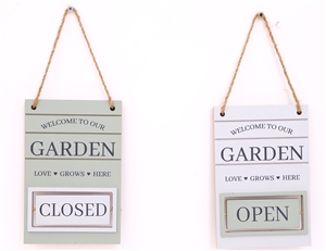 Potting Shed Open Closed Rotating Sign 2 Asst