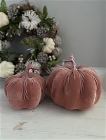 Large Fabric Pumpkin Decoration 17cm Pink