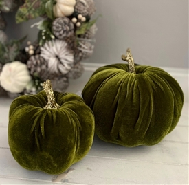 Large Fabric Pumpkin Decoration 17cm Green