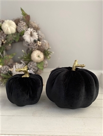 Large Fabric Pumpkin Decoration 17cm Black