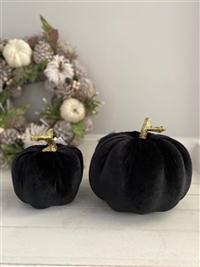 Large Fabric Pumpkin Decoration 17cm Black