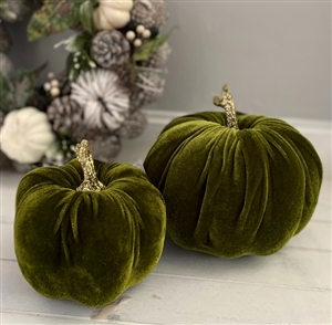 Small Fabric Pumpkin Decoration 11cm Green