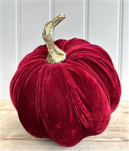 DUE EARLY AUGUST Large Fabric Pumpkin Decoration 17cm Ruby