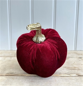 DUE EARLY AUGUST Large Fabric Pumpkin Decoration 11cm Ruby