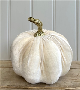 DUE EARLY AUGUST Large Fabric Pumpkin Decoration 17cm White