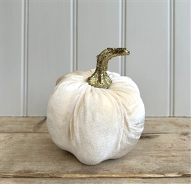 DUE EARLY AUGUST Large Fabric Pumpkin Decoration 11cm White