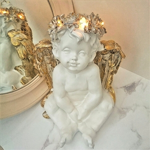 SPECIAL OFFER (Was Â£12.35) LED Cherub Hands in Lap 27cm