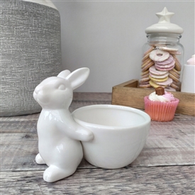 DUE MID JANUARY Single Rabbit Ceramic Snack Bowl 13cm - White