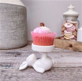 DUE MID JANUARY Ceramic Rabbit Candle Holder / Cupcake Holder - White