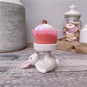 DUE MID JANUARY Ceramic Rabbit Candle Holder / Cupcake Holder - Grey