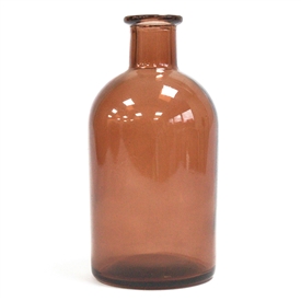 Round Antique Glass Bottle/Vase - Amber 13cm