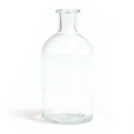 Round Antique Glass Bottle/Vase - Clear 13cm