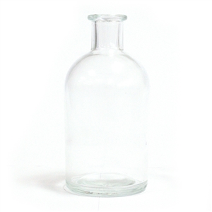 Round Antique Glass Bottle/Vase - Clear 13cm