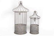 Set Of 2 Lace Cut Out Bird Cages