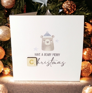 Scrabble Piece Card - Christmas Bear 15.2cm