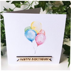 Wooden Cut Out Card - Birthday Balloon 15.2cm