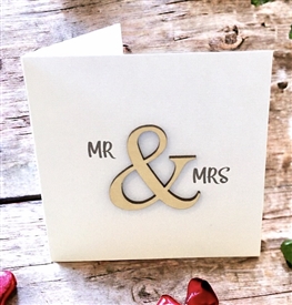 Wooden Cut Out Card - Mr & Mrs 15.2cm