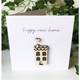 Wooden Cut Out Card - New Home 15.2cm