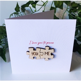 Wooden Cut Out Card - Puzzle Love 15.2cm