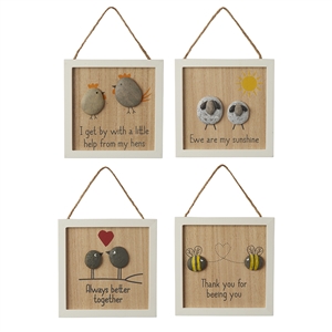 Pebble Animal Wall Sign 4 Assorted 13cm