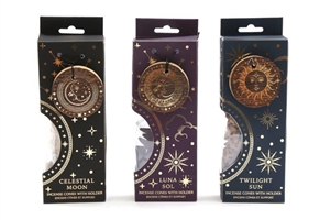 3asst Sun & Moon Incense Cones With Holder