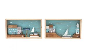 3D Wooden Beach House Plaque 2 Asst