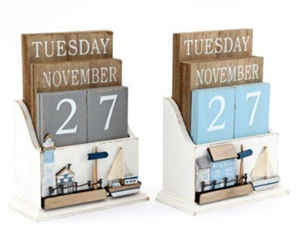 Beach House Nautical Wooden Tile Calendar 2 Asst