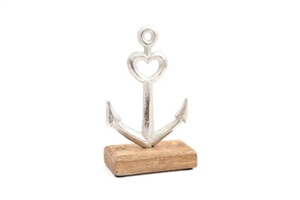 Silver Heart Anchor Ornament 17cm