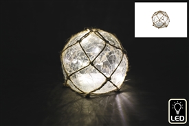 DUE FEB Medium LED Crackle Ball With Jute Netting 11cm