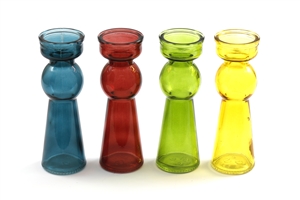 4asst Sussex Colourful Candle Holders 17cm