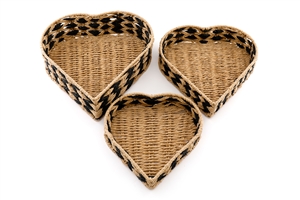 Hearts Baskets Set Of 3 28x27cm