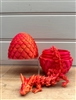 3D Printed Dragon In Egg Ornament/Fidget Toy - Red/Gold 13cm