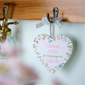 Floral Heart Hanging Plaque - Thank You 13.5cm