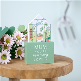 Medium Floral Green House Plaque - Mum