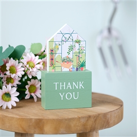 Medium Floral Green House Plaque - Thank You