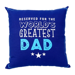 'Worlds Greatest Dad' Plush Blue Cushion