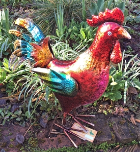 Rodney the Vivid Metal Rooster 39cm (A)