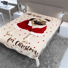 Supersoft Throw 150x200cm - Christmas Pug