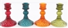 Coloured Glass Candle Holder 4 Assorted