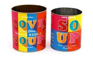 Set Of 2 Love Storage Tins 14cm