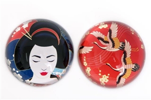 Glass Paperweight with 2 Pretty Geisha Related Assorted Designs