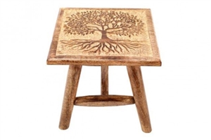 Tree Of Life Hand Carved Stool 25cm
