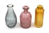 Set Of 3 Coloured Glass Vases 13cm