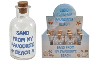 Glass Bottle With Cork - Sand From Beach SOLD IN 12's